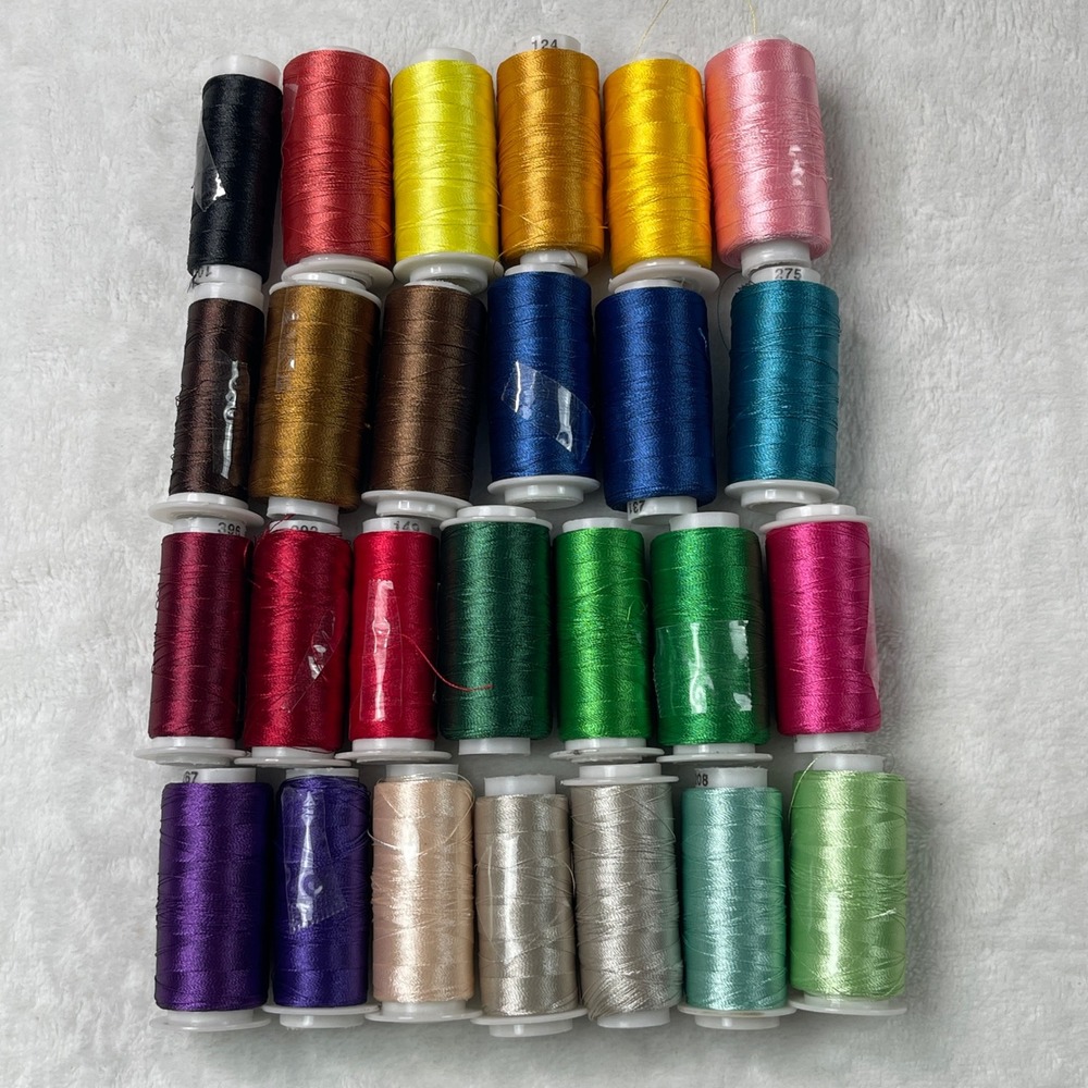 Unbranded Embroidery Thread Lot 24 Spools Multicolor Silky Finish Excellent